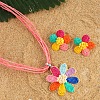 Flower Bohemia Style Raffia Grass Pendant Necklace & Stud Earrings Sets FS-WG35AAC-01-3