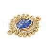 Rack Plating Brass Micro Pave Cubic Zirconia Flower with Hamsa Hand Connector Charms KK-K385-116G-3