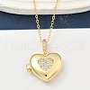 Brass Micro Pave Clear Cubic Zirconia Heart Locket Pendant Necklaces for Women NJEW-S449-04B-G-2
