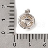 Rhodium Plated 925 Sterling Silver & Natural Shell Half Round Charms with 925 Stamp STER-C009-10P-3