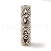 Hollow Tibetan Style Alloy Carved Flower Tube Beads TIBEB-L007-07AS-1