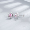 Flower 925 Sterling Silver Pave Cubic Zirconia Stud Earrings FS-WG92113-08-1