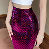 Sparkly Hologram Spandex Mermaid Printed Fish Scale Fabric AJEW-WH0314-30A-4