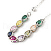 Colourful Cubic Zirconia Teardrop Pendant Necklace NJEW-G016-02P-1