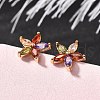 Brass Micro Pave Cubic Zirconia Stud Earrings EJEW-R018-10G-04-3