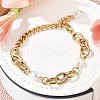 304 Stainless Steel Cable & Cuban Link Chain Bracelets for Women BJEW-C089-07G-2