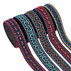 BENECREAT 5 Yards 5 Colors Ethnic Style Embroidery Flat Polyester Elastic Flower Jacquard Rubber Cord/Band OCOR-BC0007-69-1