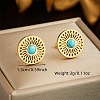 304 Stainless Steel & Synthetic Turquoise & Rhinestone Stud Earrings & Pendant Necklaces Sets FS-WG392A2-01-4