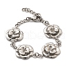 304 Stainless Steel Flower Link Chain Bracelets for Women BJEW-A033-03P-4
