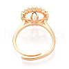 Round Brass Micro Pave Clear Cubic Zirconia Adjustable Ring Settings KK-T076-28G-3