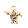 Rack Plating Brass Micro Pave Cubic Zirconia Pendants KK-P230-23G-B-1