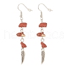Natural Gemstone Chips Beads Long Chain Dangle Earrings EJEW-JE04892-4