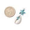 4Pcs 4 Styles Natural Cowrie Shell & Starfish Dyed Synthetic Turquoise Pendants PALLOY-JF03934-01-2