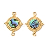 304 Stainless Steel Natural Paua Shell Flat Round Connector Charms STAS-L288-14G-01-1