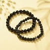 2Pcs 2 Style Natural Golden Sheen Obsidian & Lava Rock Stretch Bracelets Set BJEW-JB08193-01-2
