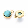Synthetic Turquoise Half Round Charms STAS-N109-213B-G-2