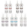Alloy with Synthetic Howlite & Natural Mixed Stone Dangle Earrings EJEW-JE06067-1