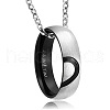 I Love You Ring 201 Stainless Steel Pendant Waxed Cord Pendant Necklaces for Couple FS-WGAC14D-01-2