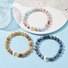 3Pcs 3 Style Natural Sodalite & Topaz Jade & Synthetic Imperial Jasper Round Beaded Stretch Bracelets Set BJEW-TA00409-5