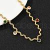 304 Stainless Steel Rope Chain Colorful Cubic Zirconia Tassel Necklaces for Women NJEW-V015-01G-D-5