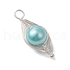 Copper Wire Wrapped Shell Pearl Pendants PALLOY-JF03115-02-4