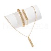 Rectangle Brass Micro Pave Clear Cubic Zirconia Pendant Necklace & Hoop Earring & Bangle & Link Bracelets Sets FS-WGED4BF-01-4