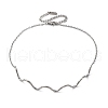 304 Stainless Steel Wave Shape Link Chain Necklaces for Women NJEW-S439-08P-4