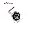 304 Stainless Steel L Shaped Flower Nose Studs WG137BA-08-1