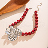 Acrylic Round Beaded Flower Pendant Necklaces with Alloy End Chains FS-WGEE4D6-01-2
