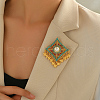 Bohemian Style Rhombus with Butterfly Alloy Plastic Pearl Brooches for Backpack Clothes TA3973-4