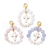 3Pcs Acrylic Letter & Natural Quartz & White Jade & Rose Quartz Beads Pendant Decorations HJEW-JM03014-2