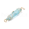 3Pcs 3 Styles Electroplated Natural Quartz Crystal Pointed Copper Wire Wrapped Pendants PALLOY-JF03766-04-5