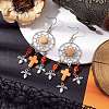 4 Pairs 4 Colors Woven Web/Net with Cross & Skull Synthetic Turquoise Dangle Earrings EJEW-JE05865-4