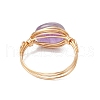 Oval Natural Amethyst & Amazonite & Rose Quartz & Citrine Finger Rings RJEW-JR00845-5