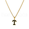 304 Stainless Steel Black Enamel Initial Pendant Twisted Chain Necklaces WG978E8-20-1