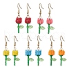 Grade A Round Glass Seed Beads Flower Dangle Earrings EJEW-MZ00451-2