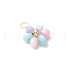 Dyed Natural Freshwater Shell Copper Wire Wrapped Flower Pendants PALLOY-JF03768-01-4