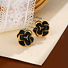 Golden Flower Brass Enamel Stud Earrings EJEW-K308-02G-01-1