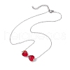 FireBrick Bowknot Glass Pendant Necklaces NJEW-TA00151-4