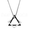 304 Stainless Steel Triangle & Rhombus Pendant Necklace with Box Chains JN1045A-1