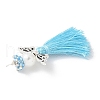 Glass Pearl Round Beaded with Polycotton Tassel Big Pendants PALLOY-MZ00612-4