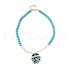 Leaf Alloy Enamel Pendant Necklaces for Women NJEW-JN05349-02-4