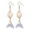 Natural Cowrie Shell Glass Dangle Earrings EJEW-JE06385-04-2