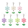 Sunflower Acrylic & Glass Beads Pendant Decorations HJEW-JM03238-2