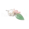 Handmade Lampwork Pendants with 304 Stainless Steel Jump Rings and Cellulose Acetate(Resin) Bead Caps and Tibetan Style Alloy Bead Frames Pendants PALLOY-JF03873-4