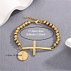 Cross & Flat Round with Saint Benedict 304 Stainless Steel Link Bracelets FS-WG3BB4A-01-1