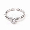 Clear Cubic Zirconia Diamond Open Cuff Ring RJEW-B028-20P-2