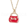 Alloy Enamel Handbag Pendant Brass Cable Chain Necklaces for Women NJEW-JN05273-4
