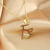 Brass Micro Pave Clear Cubic Zirconia Enamel Fe Heart Pendant Necklaces FS-WGE28F4-01-1