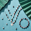 ARRICRAFT Natural Black Silk Stone/Netstone Round Bead Strands G-AR0002-82-4